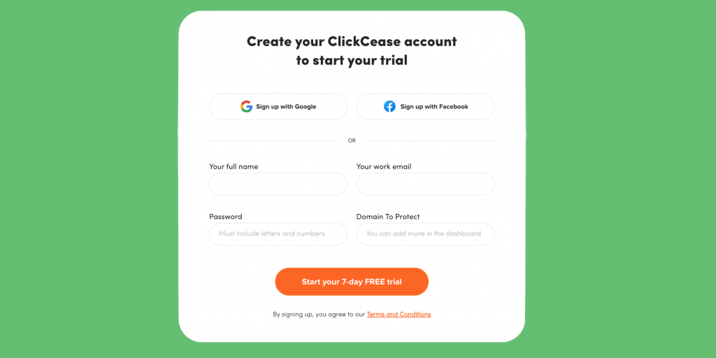 How to set up clickcease step 1