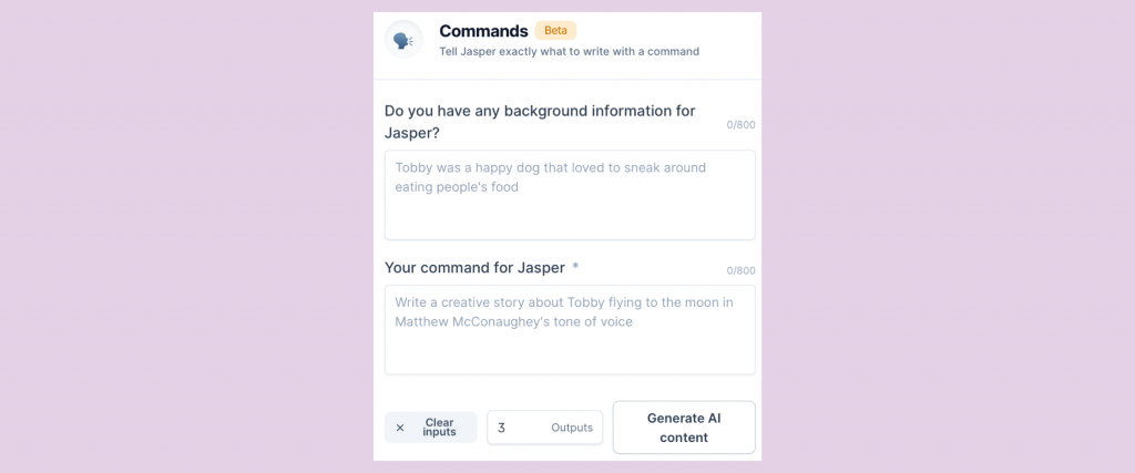 Jasper AI Commands Template